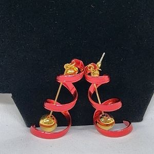 NIB Red Spiral Confetti Earrings